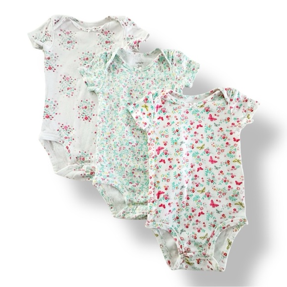 Carter’s | Floral Short Sleeve Bodysuits (9 mos) - Picture 1 of 6